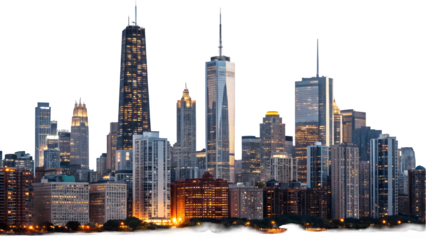 Chicago Skyline with Iconic Architecture and Sunset View