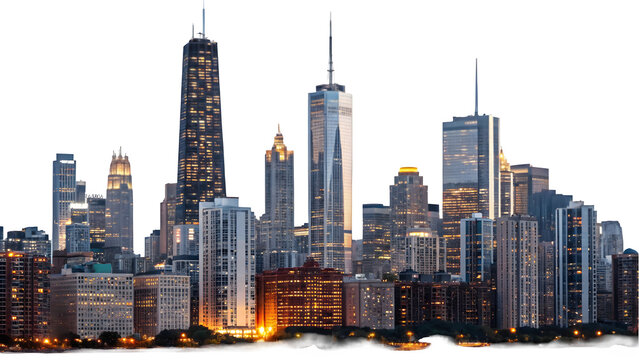 Chicago Skyline with Iconic Architecture and Sunset View