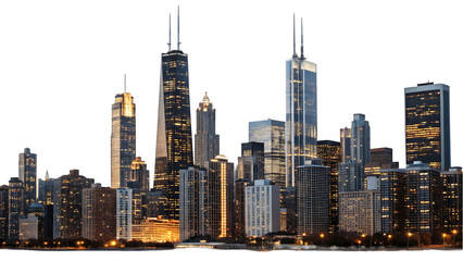 Chicago Skyline with Iconic Architecture and Sunset View