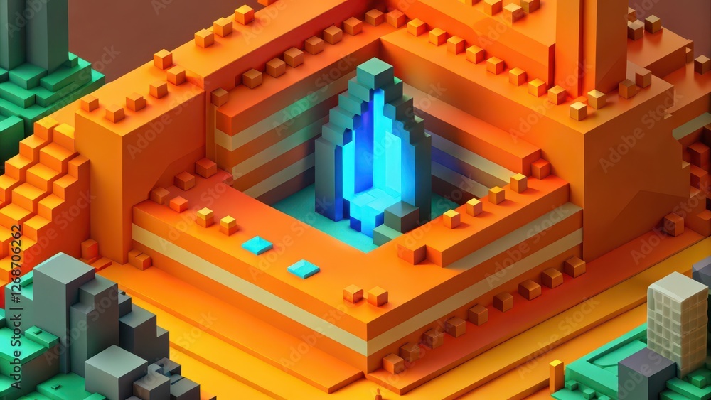 Aufkleber abstract low-poly structure with glowing core