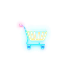 Trolley holographic 3D icon. neon symbol vector illustration isolated on white background. Generative AI