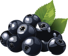 Chokeberry (Aronia) isolated on a transparent or white background, vector illustration