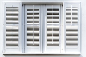 Fototapeta premium White plastic window with blinds on white background