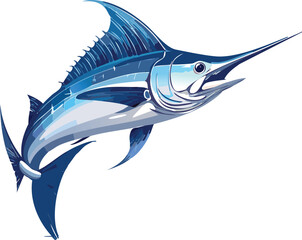 Swordfish isolated on a transparent or white background, vector illustration