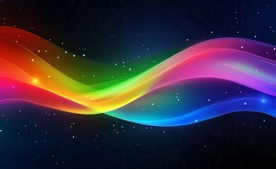 Obraz premium abstract space background A gradient background with colorful curves, rainbow-colored waves, a starry sky, a dark blue and black background, an Apple macOS-style wallpaper, Apple icons