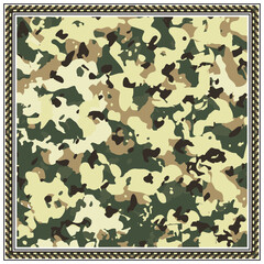 Fototapeta premium The square print scarf, image features a background pattern in shades of teal and turquoise. It is suitable for use as wrapping paper or fabric, showcasing a vibrant and colorful design. 