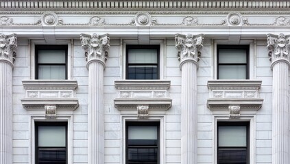 Fototapeta premium Classical Architecture: A Detailed Facade of a Majestic Building