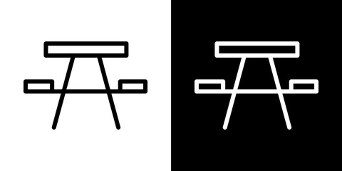 Camping table icons vectors set in stroke line style.