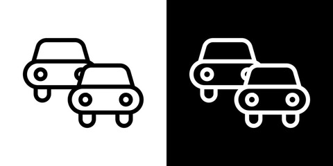 Car accident icons vectors set in stroke line style.
