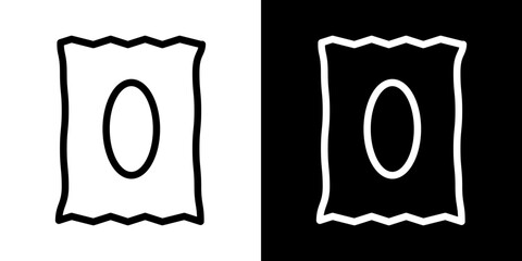 Chips bag icons vectors set in stroke line style.