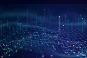 Digital Network Abstract: A mesmerizing abstract digital landscape featuring a network of interconnected lines and data points, symbolizing the complex world of data, technology.