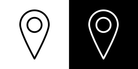 Navigation pin icons vectors set in stroke line style.