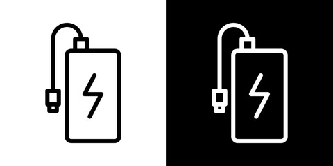 Power bank icons vectors set in stroke line style.