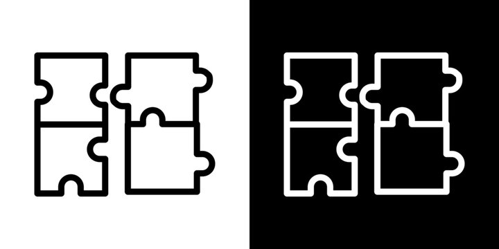 Puzzle icons vectors set in stroke line style.