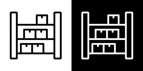 Storage rack icons vectors set in stroke line style.
