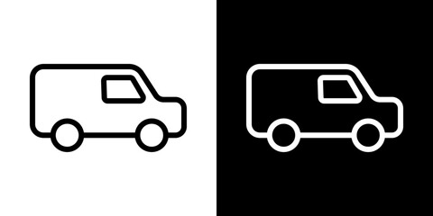 Van icons vectors set in stroke line style.
