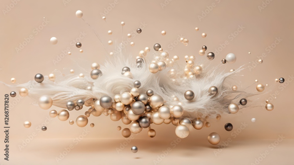 Poster abstract 3d render of exploding spheres