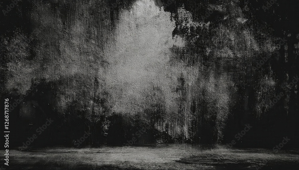 Poster abstract black and white textured painting with chaotic brushstrokes and subtle gradients for modern