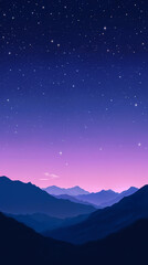 Fototapeta premium Serene Starry Night Sky Mountain Landscape Background wallpaper with Purple and Blue Twilight for Peaceful Nature Scenery Digital Art