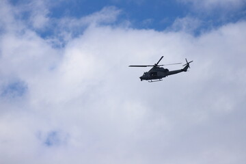 Flying helicopter