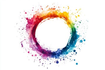 Rainbow watercolor circle, splash background, design element