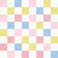 Cute spring seamess pattern checkered square tiles pastel backdrop. Beautiful abstract Easter geometric print wallpaper