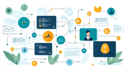 Modern Business Network Data Flowchart Design web system growth future