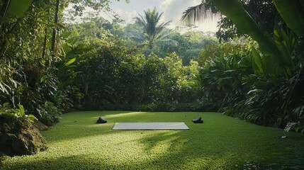 Serene Yoga Space in Lush Tropical Garden