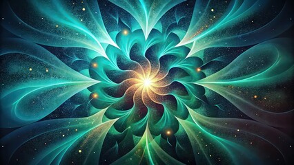 Fototapeta premium Abstract Teal Flower with Glowing Background