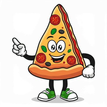 recommend clip art: Pizza with pointing hand cartoon mascot illustration character vector clip art