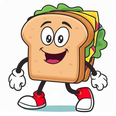 walking Sandwich cartoon mascot illustration character vector clip art