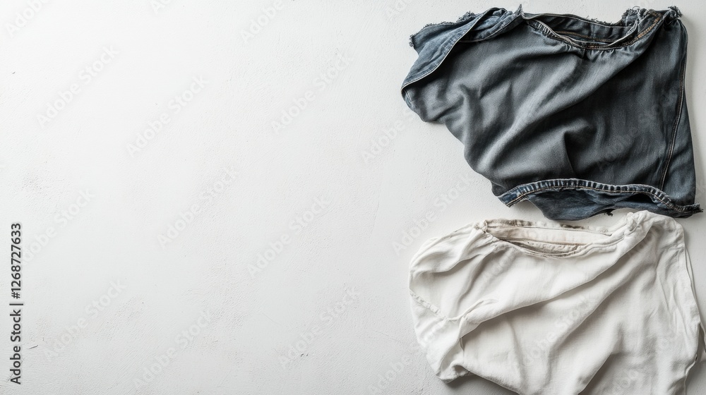 Poster comparison of dirty and freshly laundered clothes showing texture differences and cleaning results. 