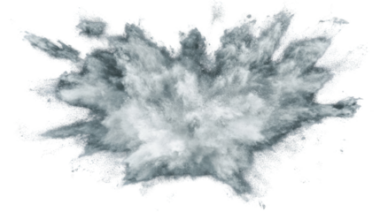 White powder exploding on transparent background with realistic particles