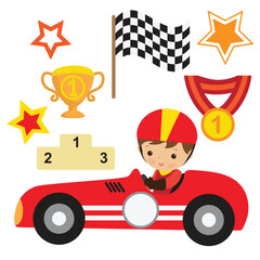 Race set vector cartoon illustration