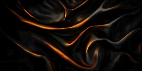 Fototapeta premium Flowing Silk Fabric with Orange Highlights on Dark Background