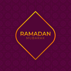 Greeting card, banner, postcard for Ramadan. Ramadan mubarak. Template, background with pattern and golden frame for your text.