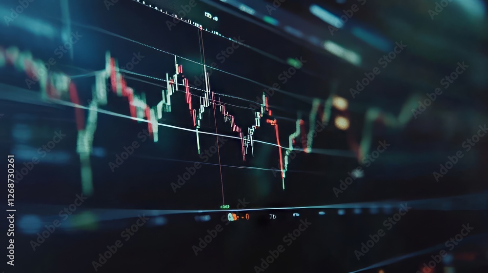 Poster stock market chart with trend lines on a screen. abstract display of data.