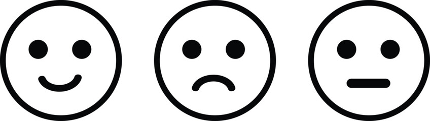 Emotion icon set.Rating happy neutral sad emoji emotion icon customer satisfaction smiley good bad medium reaction.