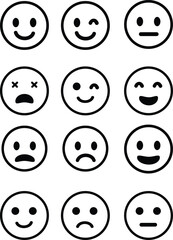 Emotion icon set.Rating happy neutral sad emoji emotion icon customer satisfaction smiley good bad medium reaction.