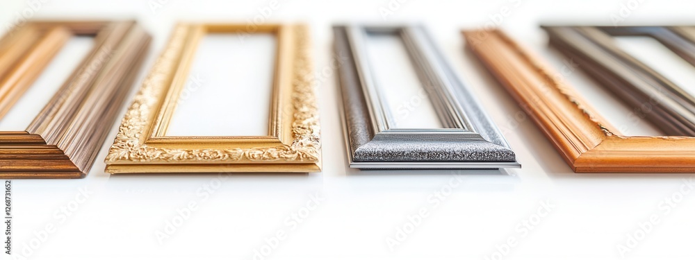 Aufkleber various styles of picture frames in different colors and textures on a bright background