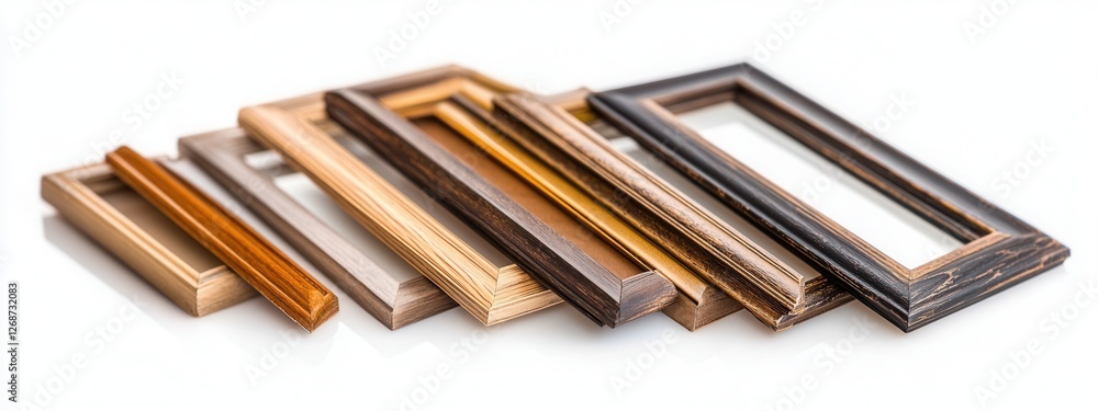 Poster assorted wooden picture frames in various colors and styles for decorative use