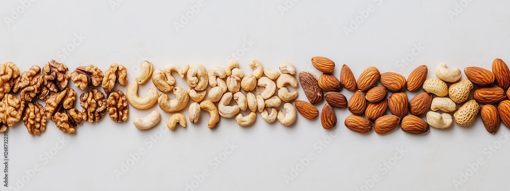 Aufkleber assorted nuts displayed on a white background for healthy snacking and culinary use