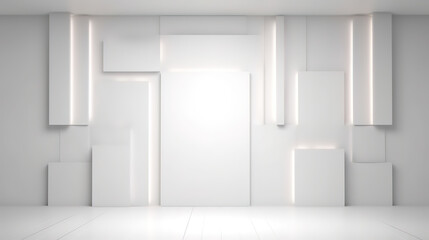 Beautiful Light Mock-Up with White Panels and Hidden Lighting for Presentations