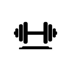 Dumbbell Icon: Simple, bold black dumbbell icon on white background, perfect for fitness apps, websites, or gym branding.  