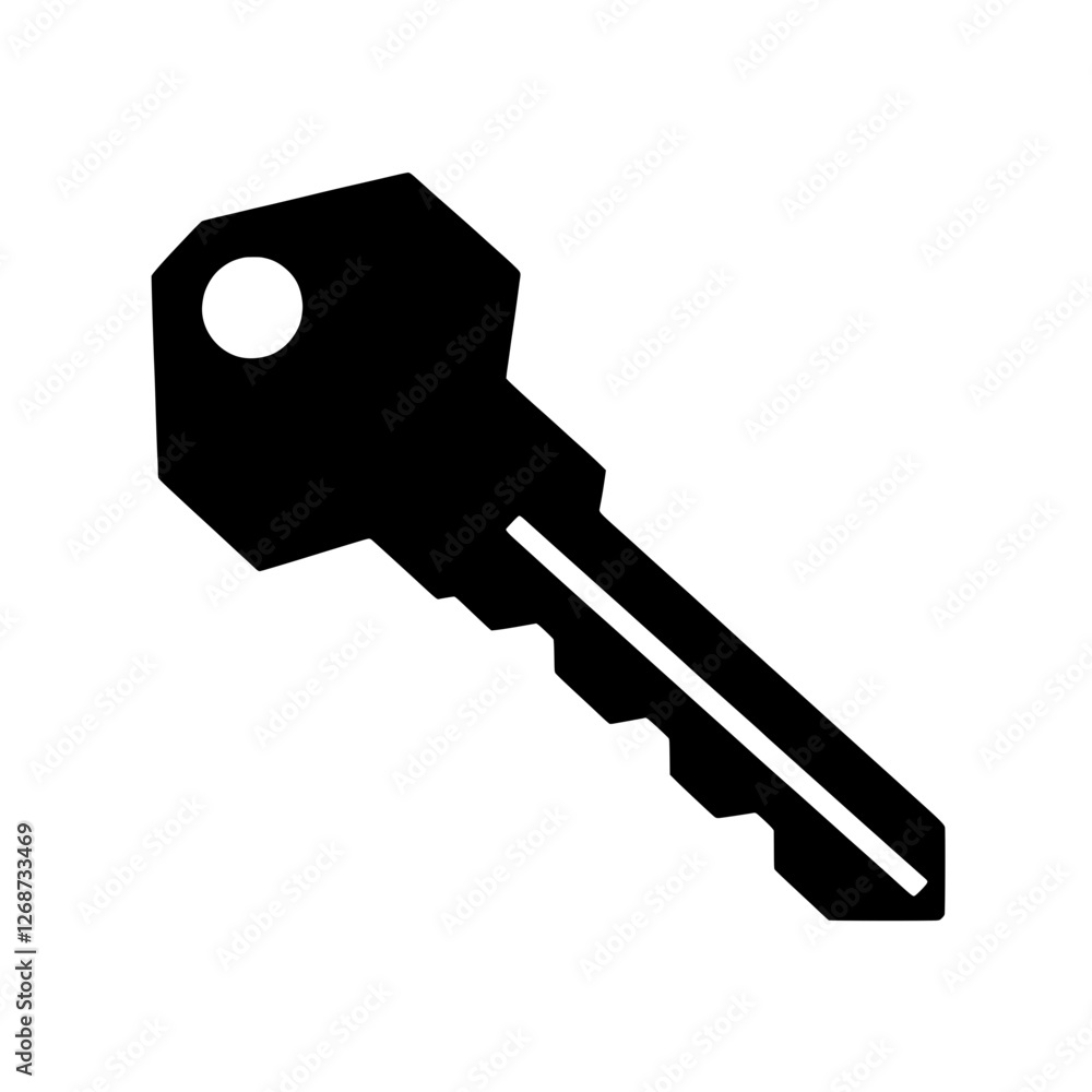 Poster key icon: a simple and minimalist black key icon, perfect for use in website design, app development