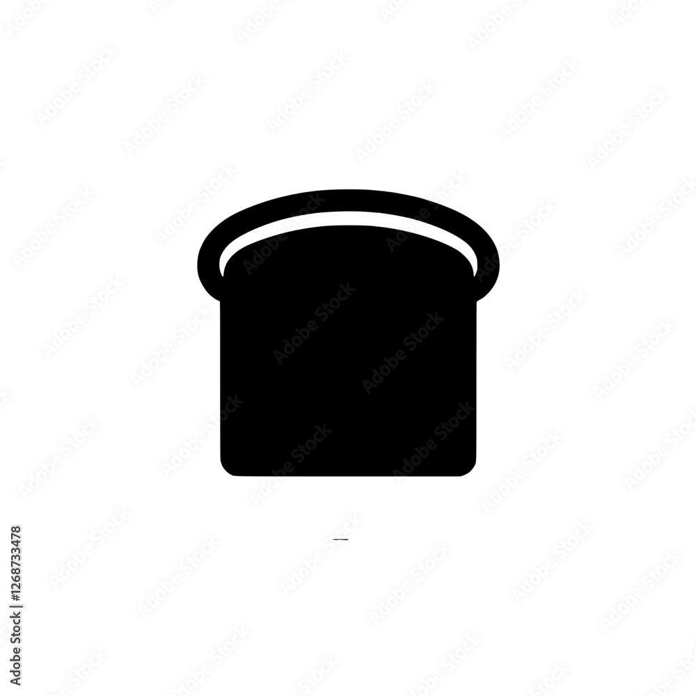 Poster simple bread icon: a simple, solid black icon of a single slice of bread, perfect for app design, we
