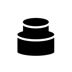 Two Tier Cake Icon: A simple, bold, black icon depicting a two-tiered cake, perfect for bakery logos, websites, and apps.  