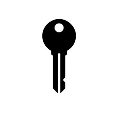 Key Icon: Simple black key icon, perfect for security, access, or real estate concepts. This minimalist design is versatile and easily adaptable to various projects.