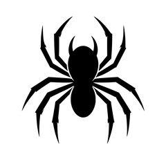 Black Spider Silhouette: A stark black silhouette of a spider, its eight legs and sharp points creating a graphic and eerie image, perfect for Halloween or spooky designs.