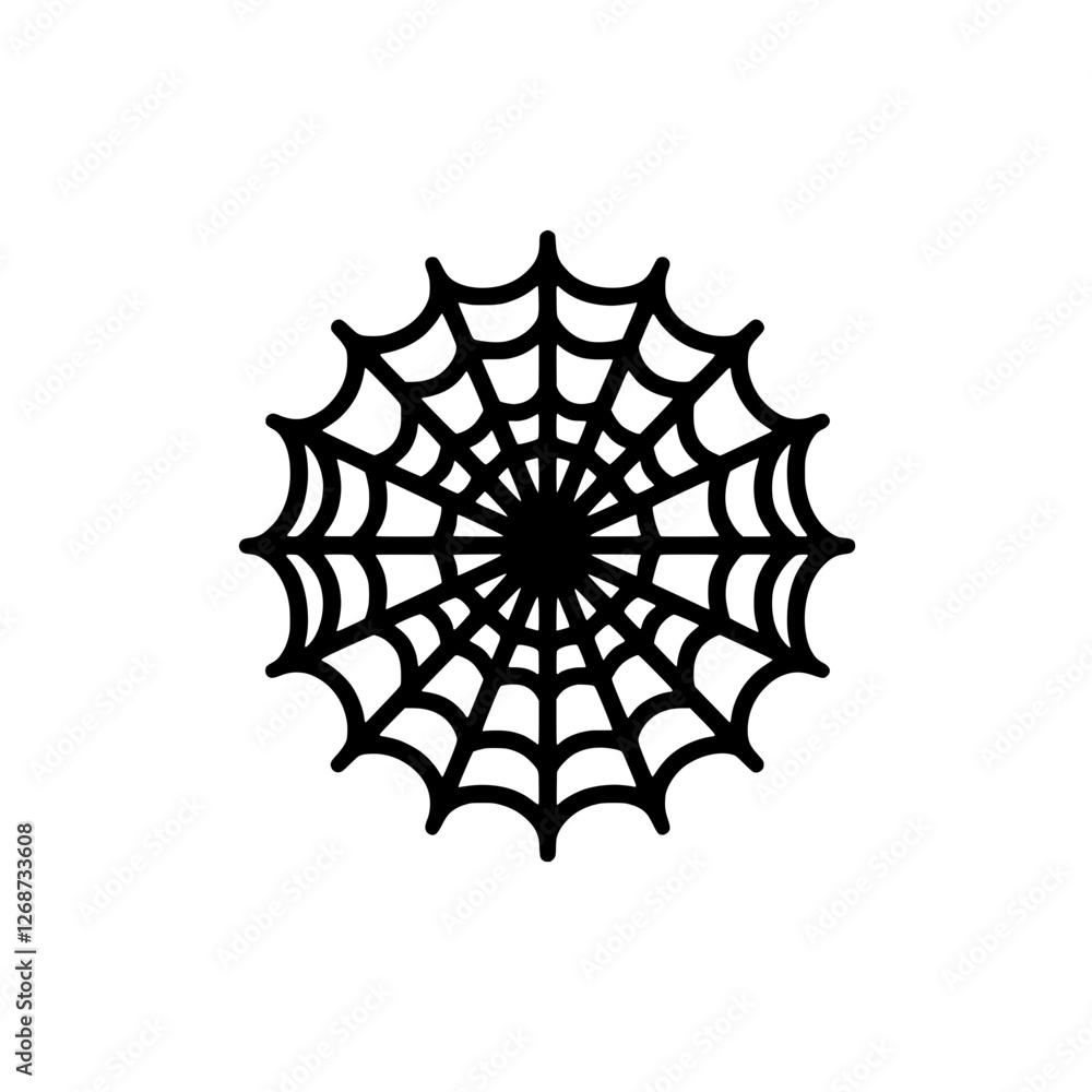 Aufkleber spider web icon: a simple yet intricate black spider web icon, a versatile symbol for various uses i